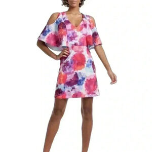 Trina Turk Dress Size 8 Multicolor Floral Oakhurst Watercolor Artsy Formal